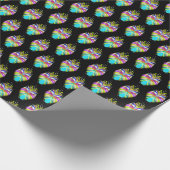 Farbiges Cyan und schwarzes Owl Geschenkpapier (Ecke)