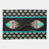 Farbiges Cyan und schwarzes Owl Geschirrtuch (Horizontal)