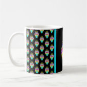 Farbiges Cyan und schwarzes Owl Kaffeetasse (Links)