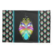 Farbiges Cyan und schwarzes Owl Kissenbezug (Rückseite-Links)