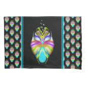 Farbiges Cyan und schwarzes Owl Kissenbezug (Vorderseite-Links)