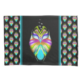 Farbiges Cyan und schwarzes Owl Kissenbezug