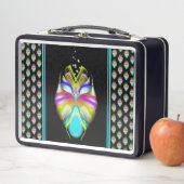 Farbiges Cyan und schwarzes Owl Metall Brotdose (Beispiel)