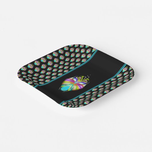 Farbiges Cyan und schwarzes Owl Pappteller (Gewinkelt)