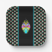 Farbiges Cyan und schwarzes Owl Pappteller (Vorderseite)