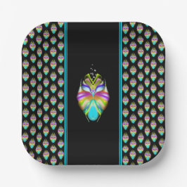 Farbiges Cyan und schwarzes Owl Pappteller