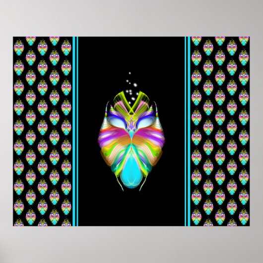 Farbiges Cyan und schwarzes Owl Poster (Vorne)