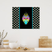 Farbiges Cyan und schwarzes Owl Poster (Küche)