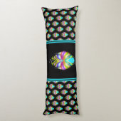 Farbiges Cyan und schwarzes Owl Seitenschläferkissen (Rückseite (Vertikal))