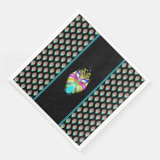 Farbiges Cyan und schwarzes Owl Serviette (Ecke)