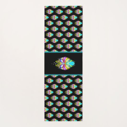 Farbiges Cyan und schwarzes Owl Yogamatte (Rückseite)