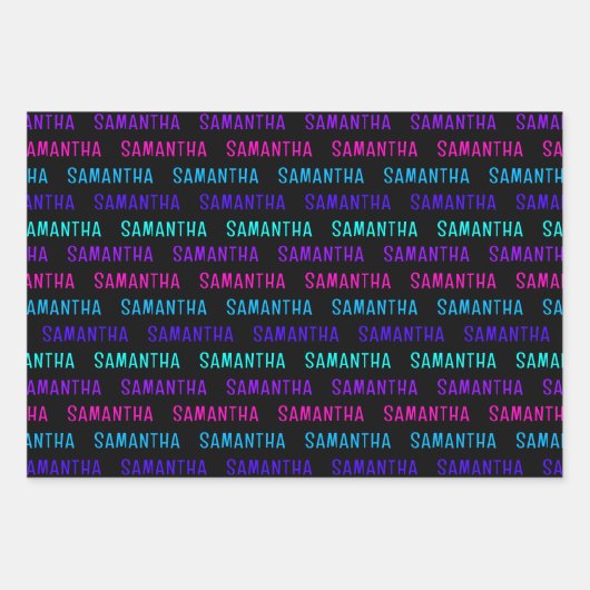 Farbiges Cyberpunk-Namensmuster Geschenkpapier Set (Vorderseite 2)