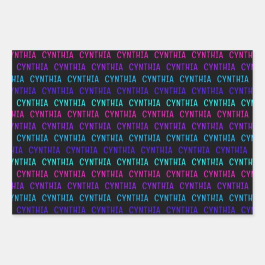 Farbiges Cyberpunk-Namensmuster Geschenkpapier Set (Vorderseite)