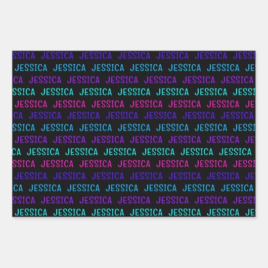 Farbiges Cyberpunk-Namensmuster Geschenkpapier Set (Vorderseite 3)