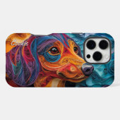 Farbiges Dachshund-Porträt iPhone Hülle (Rückseite (Horizontal))