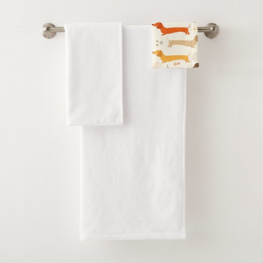 Farbiges Dackel-Hundemuster Badhandtuch Set (Insitu)