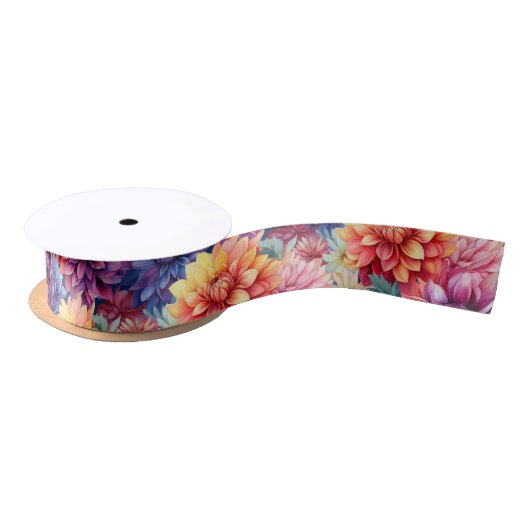 Farbiges Dahlias Tissue Paper Satinband (Spule)