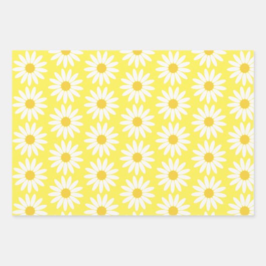 Farbiges Daisy Wrapping Paper mit flachem Set von Geschenkpapier Set (Vorderseite)