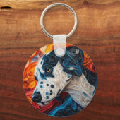 Farbiges Dalmatiner Dog Portrait Schlüsselanhänger (Vorderseite)