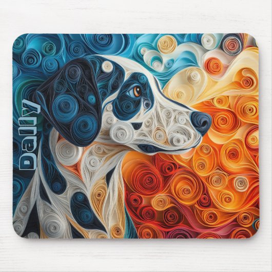 Farbiges Dalmatiner Papierquillportrait Mousepad (Vorne)