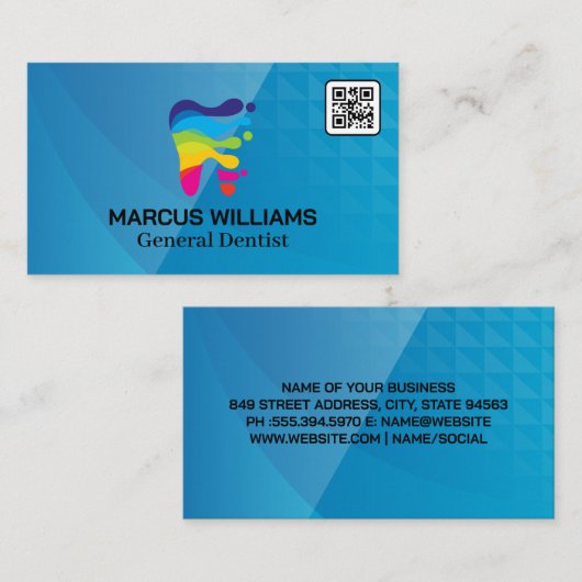Farbiges Dental-Logo | QR-Code Visitenkarte (Vorne/Hinten)