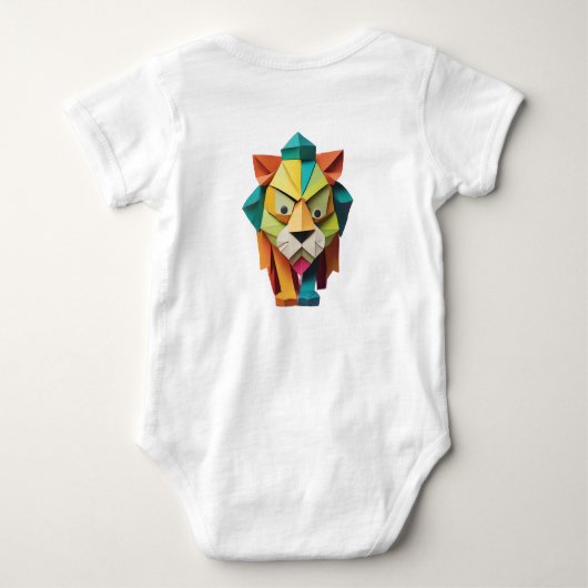 Farbiges Design der Origami Lion Artwork Baby Strampler (Rückseite)