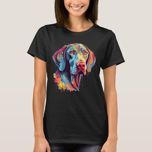 Farbiges Design der Weimaraner Kunst T-Shirt (Vorderseite)