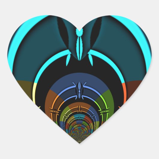 Farbiges Design des Maasai Shield Herz-Aufkleber (Vorderseite)