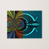 Farbiges Design des Maasai Shield Puzzle (Horizontal)