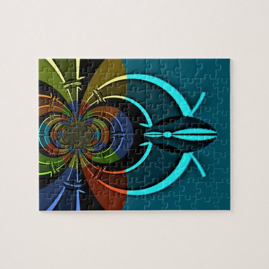 Farbiges Design des Maasai Shield Puzzle (Horizontal)