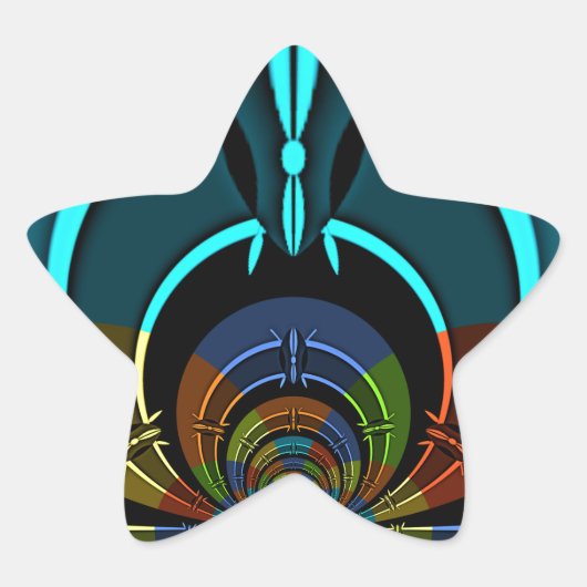 Farbiges Design des Maasai Shield Stern-Aufkleber (Vorderseite)