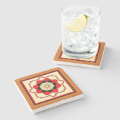 Farbiges Design im orientalischen Stil Steinuntersetzer (Seitenansicht)