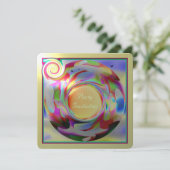 Farbiges Design mit kleinen Vögeln Einladung (Stehend Vorderseite)