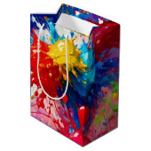 Farbiges Design von Nassfarben Mittlere Geschenktüte (Rückseite Schrägansicht)