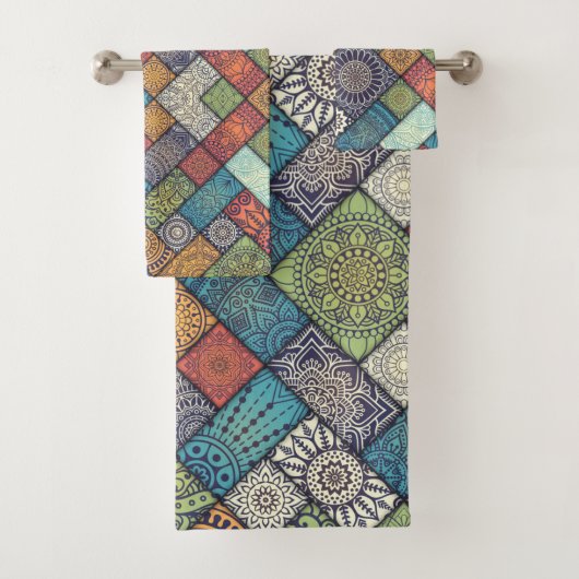 Farbiges Diagonalmuster Badhandtuch Set (Insitu)