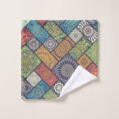 Farbiges Diagonalmuster Badhandtuch Set (Waschlappen)