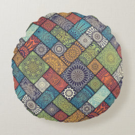 Farbiges Diagonalmuster Rundes Kissen
