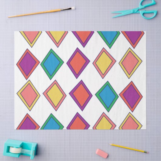 Farbiges Diamant-Geometrisches Muster Seidenpapier (Basteln)