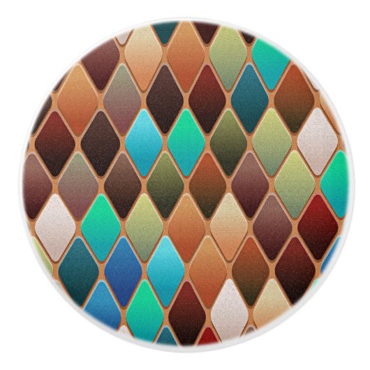 Farbiges Diamantmuster Keramikknauf (Vorderseite)