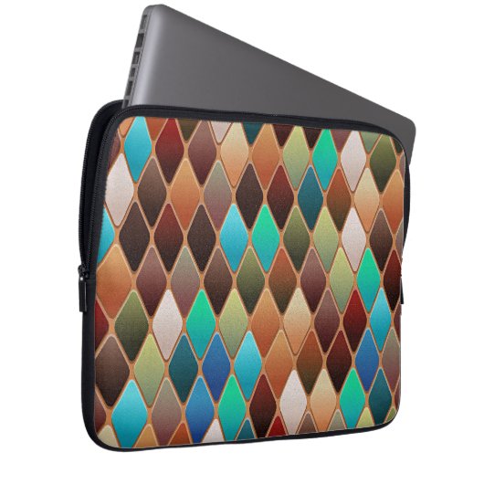 Farbiges Diamantmuster Laptopschutzhülle (Vorne Rechts)