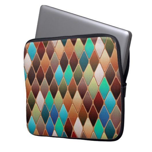 Farbiges Diamantmuster Laptopschutzhülle (Vorderseite Links)