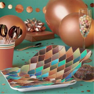 Farbiges Diamantmuster Pappteller