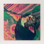 Farbiges digitales Bild kleine Katze auf Kissen Puzzle (Horizontal)