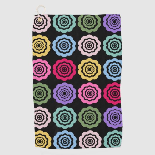 Farbiges digitales Blumenmuster Golfhandtuch (Vorderseite)