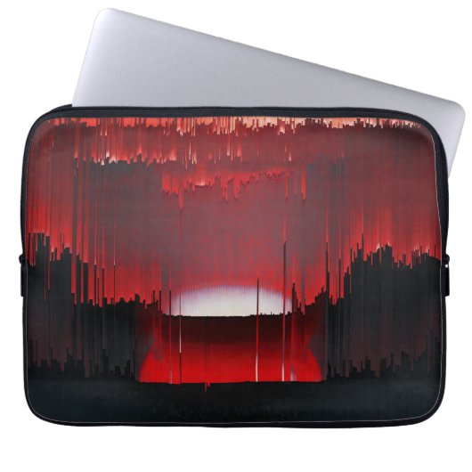 Farbiges digitales Sonnenuntergangs-Glitch Laptopschutzhülle (Vorderseite)