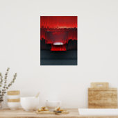 Farbiges digitales Sonnenuntergangs-Glitch Poster (Küche)