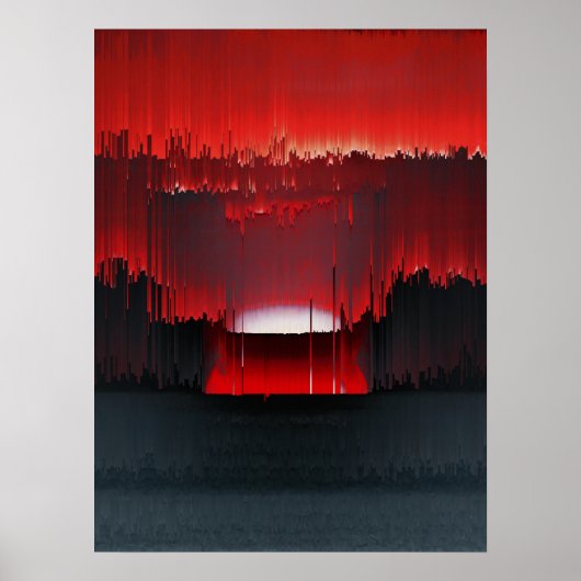 Farbiges digitales Sonnenuntergangs-Glitch Poster (Vorne)