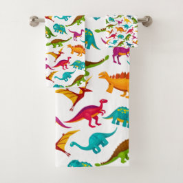 Farbiges Dinosaurier-Design Badhandtuch Set