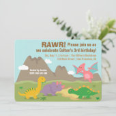 Farbiges Dinosaurier-Kindergeburtstag-Party Einladung (Stehend Vorderseite)