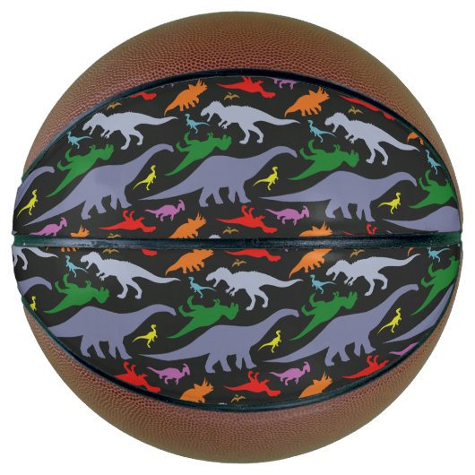 Farbiges Dinosaurier-Muster (dunkel) Basketball (Vorderseite)